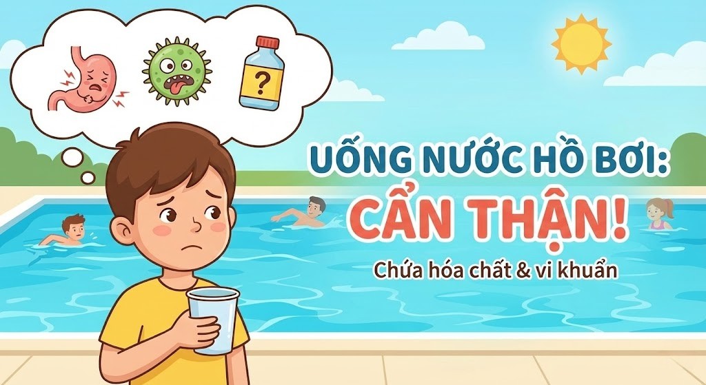 Uống nước hồ bơi có sao không